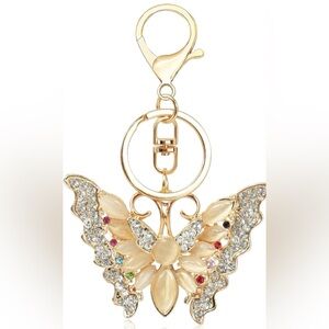 Butterfly rhinestone/champagne gem purse/key ring